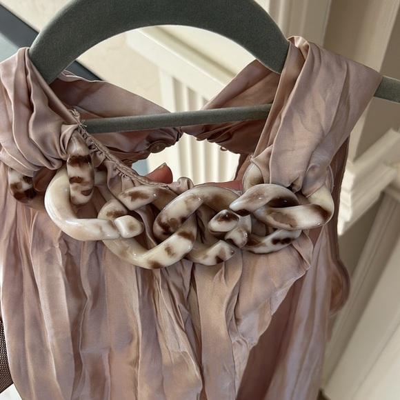 Zara Pleated Sleeveless High Neck Satin Blouse NWT Size XS - Picture 2 of 10